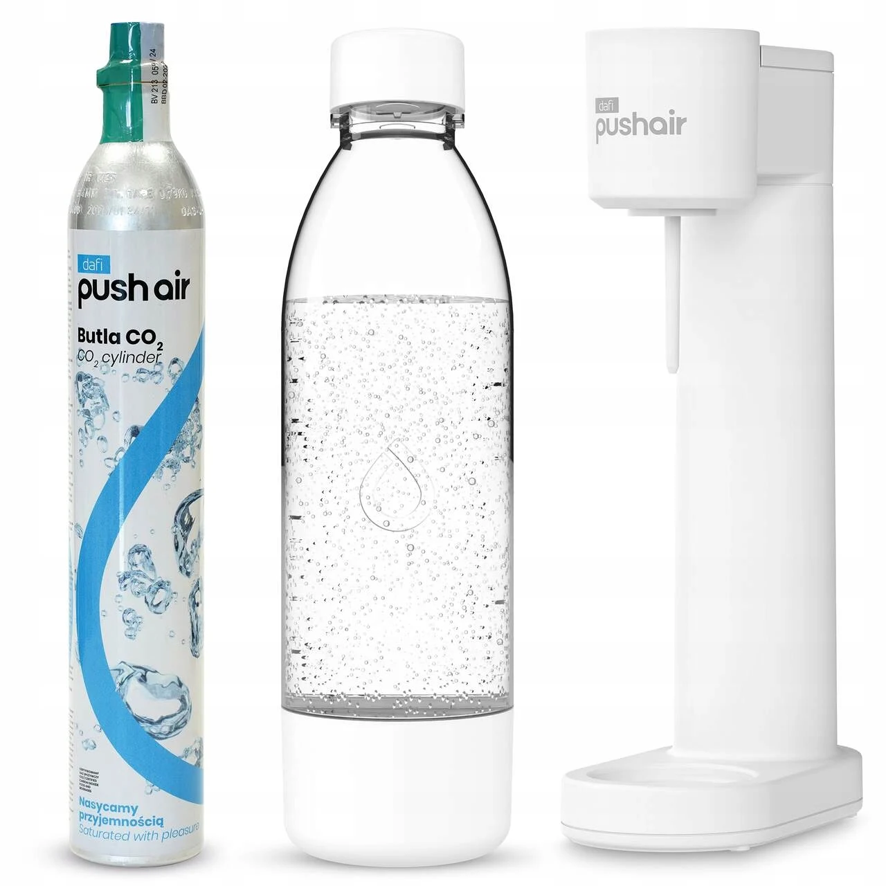 Dafi PushAir water Saturator + 1x 0,7L fles + CO2-cartridgeset
