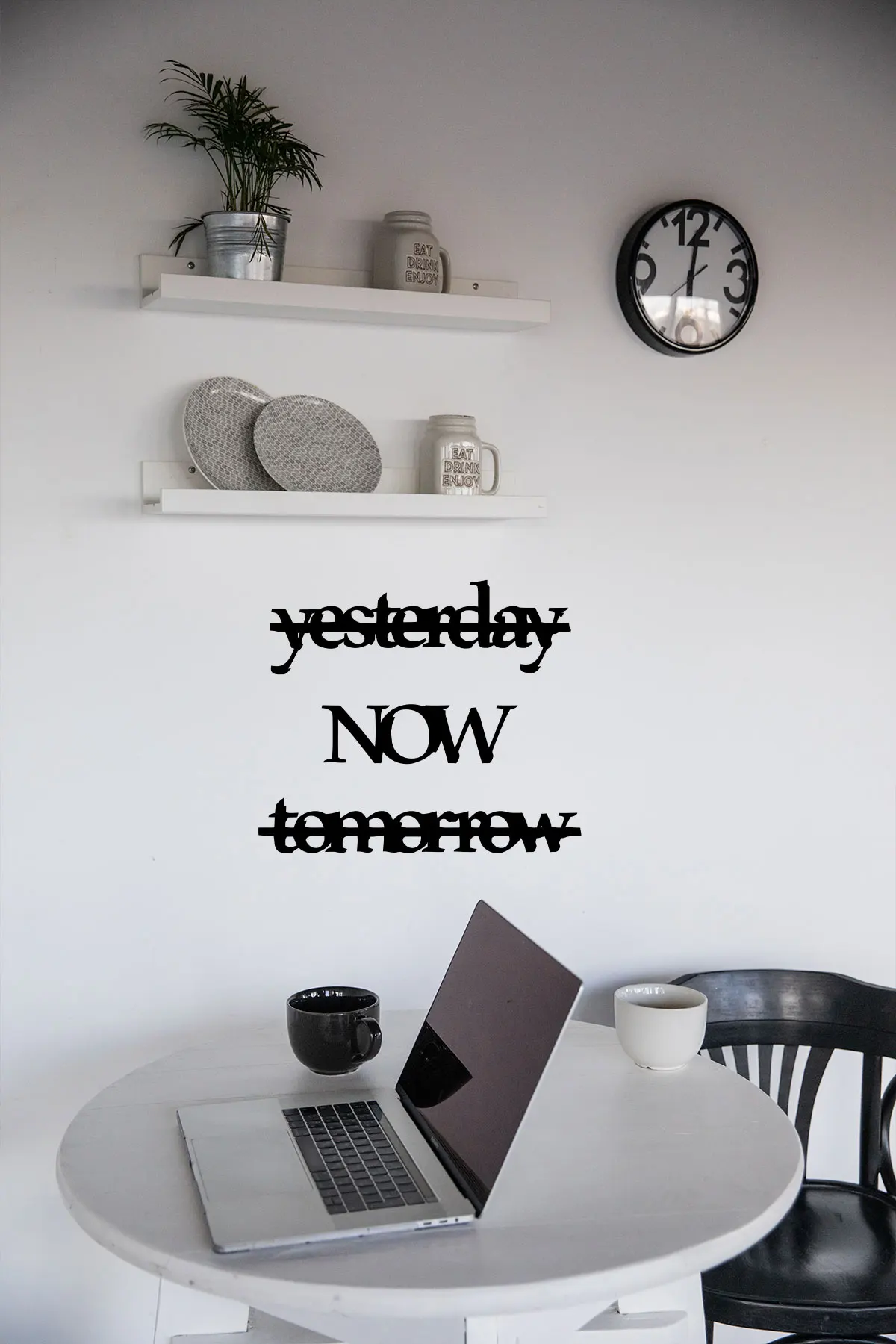 Yesterday Tomorrow Lettering Wood Wall Art Wall Room Home Access 50x41cm Office Living Room Bedroom Kitchen