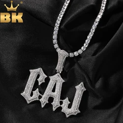 THE BLING KING-Colar de pingente de cor inicial personalizado, Micro Pave CZ, personalizado, letras espinhosas, Hip Hop, jóias Rapper