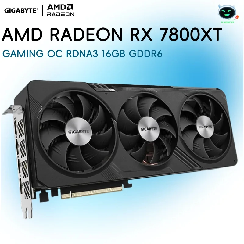 Б/У GIGABYTE RX 7800XT игровая видеокарта 16G OC RDNA3 игровая волшебная видеокарта для редактирования видео графический процессор 16 ГБ GDDR6