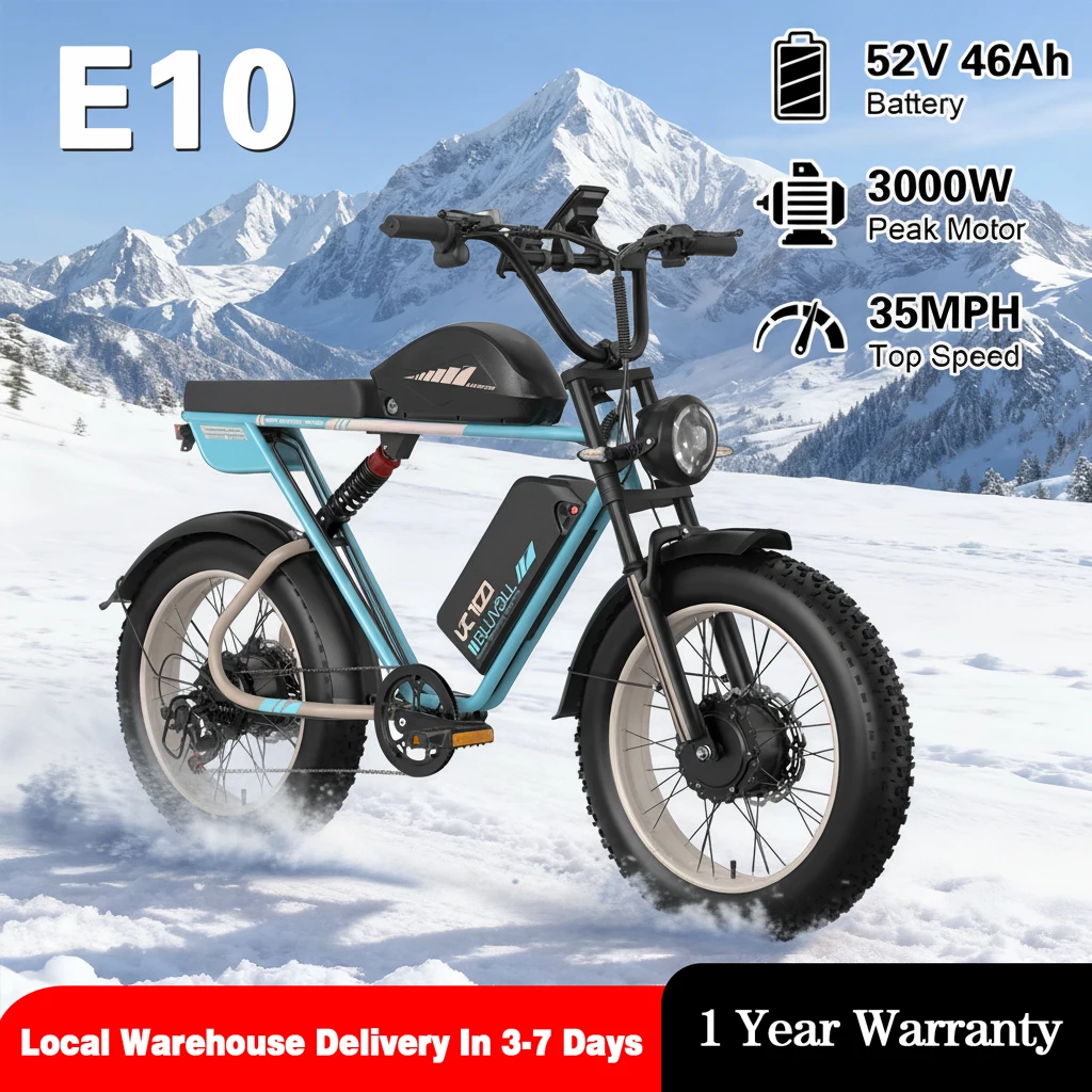 

"MOBELO E10: High-Capacity 52V Dual Motor E-Bike for Aus - 35MPH, 160Miles Range
