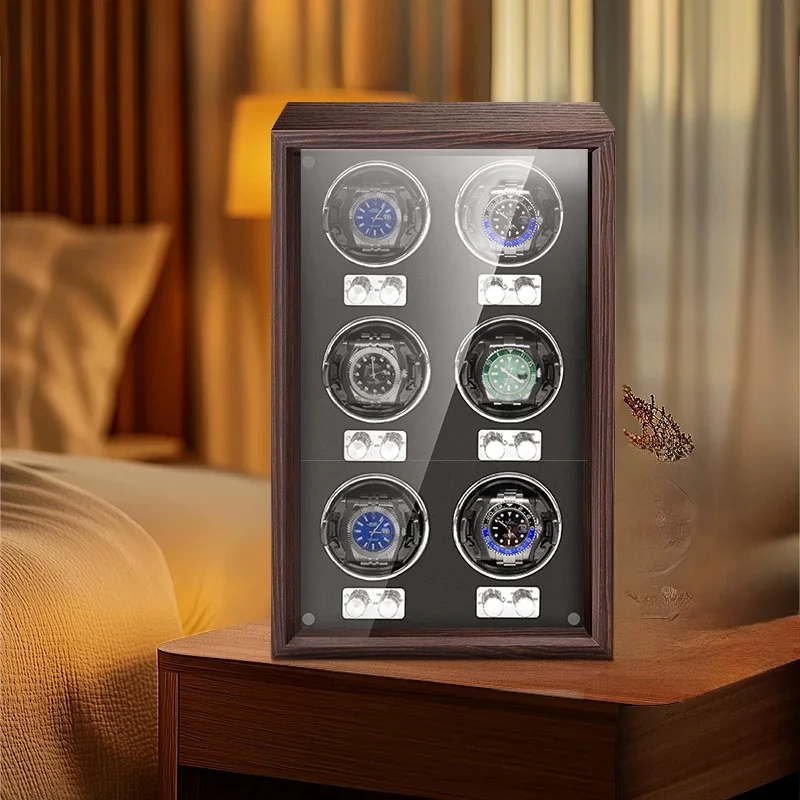IBBETON Luxe Merk Houten Watch Winder High-End 6-Slot Automatische Horloges Doos met Mabuchi Moto Horloge Kast klok Opbergdoos - afbeelding 2