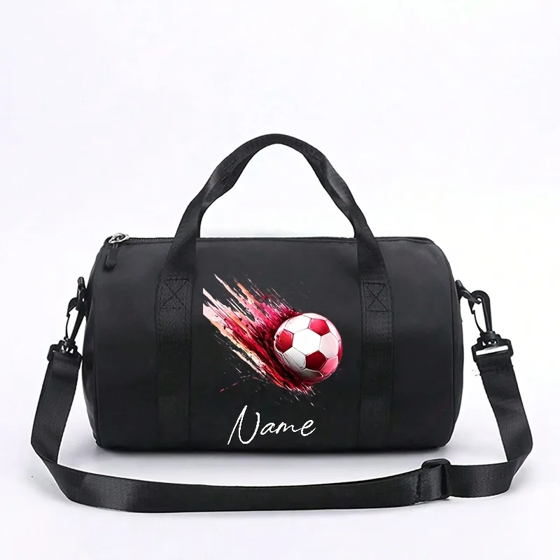 1pcs Personalized Custom Name & Message Gym Tote Bag with Soccer Paint Splatter, Large Capacity Detachable Crossbody Bag
