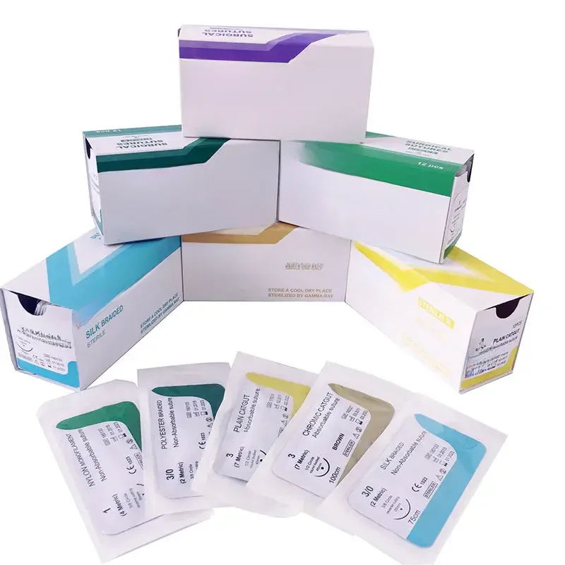 12szt CC Surgical Suture Thread Pet Dog Specific PGA 910 PGLA 75CM 90CM 2/0 3/0 4/0 5/0 Nauczanie Ćwiczenia szwów Użyj — zdjęcie 2