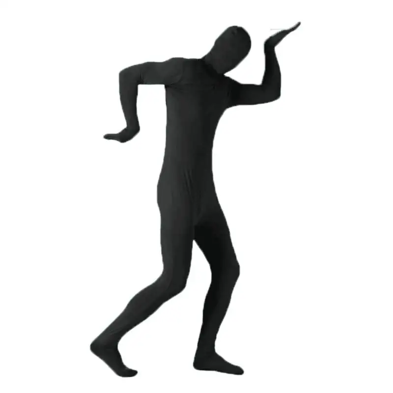 Spandex Stretch Full Jumpsuit for Men and Women,Black Zentai Suit,Halloween Carnival Skin Tight Suit,Disappearing Man Cosplay image 3