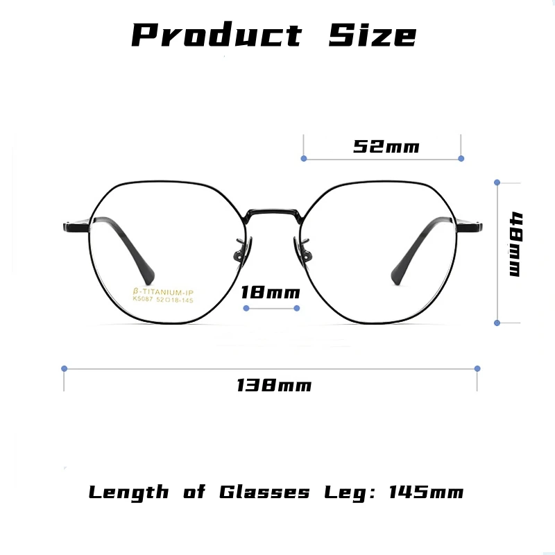 Yimaruili Mode Breedgerande Eyewear Retro Polygonal Titanium Legering Optische Recept Brillen Frame Mannen En Vrouwen K5087