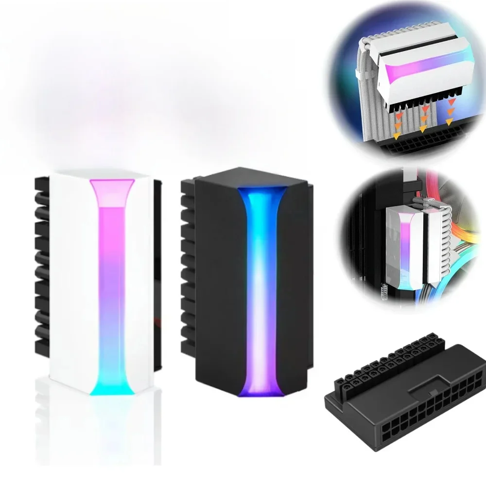 Adaptateur de prise d'alimentation ATX résistant, pièces d'ordinateur, connecteur d'alimentation, 5V, 3 broches, montage bricolage ARGB, 24 broches à 90 broches