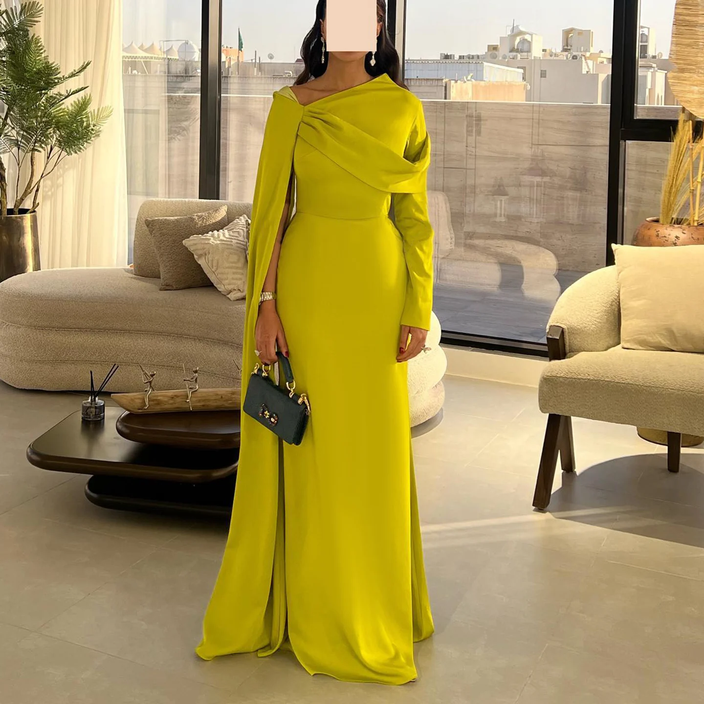 

Sharon Said Elegant Mermaid Evening Dress With Cape Long Sleeve Modest Women Wedding Party Gowns SF074 Customized