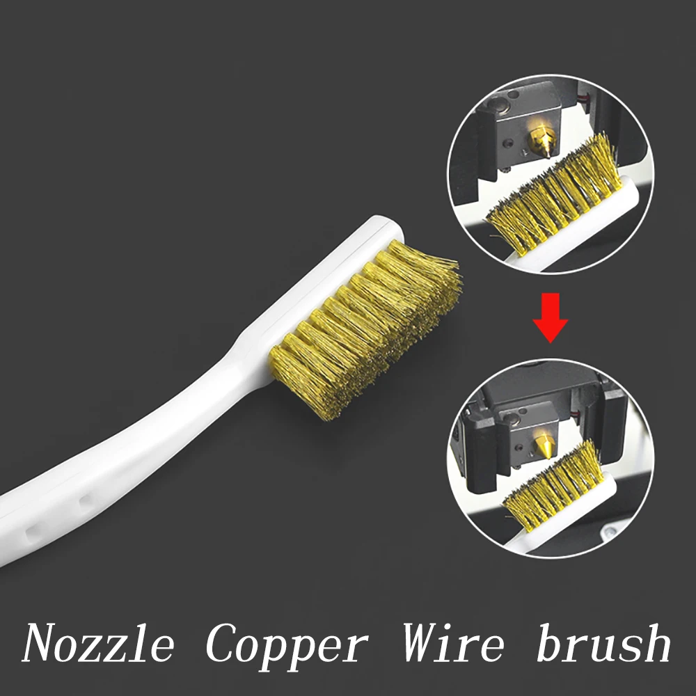 3D Printer Cleaner Tool Copper Wire Toothbrush Copper Brush Handle For Nozzle Heater Block Hotend Cleaning Hot Bed Parts