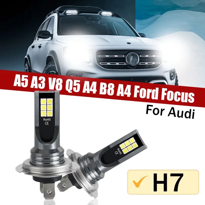 1/2/4PC H7 LED Car Headlight Bulbs Super Bright For Audi A5 A3 V8 05 A4 B8 A4 Ford Focus For BMW E46 E39 E90 E36 E60 E34 F30 F10