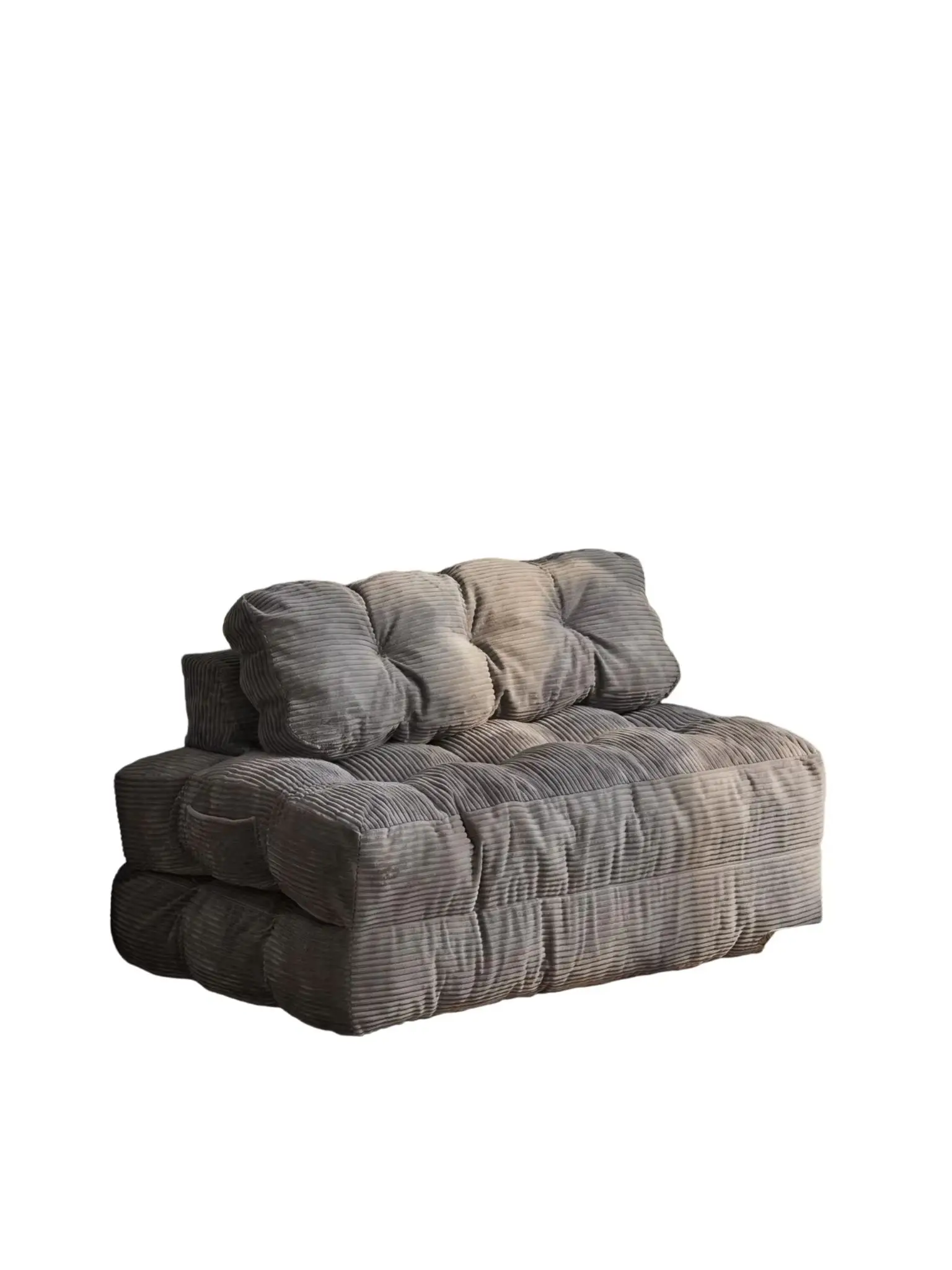 Faltbares Schlafsofa – 74x51 Zoll wandelbarer Schlafsessel mit Kissen, Rückenstütze und faltbarer Matratze, tragbares Bodensofa für Wohnzimmer und Schlafzimmer – Doppelbett, grau