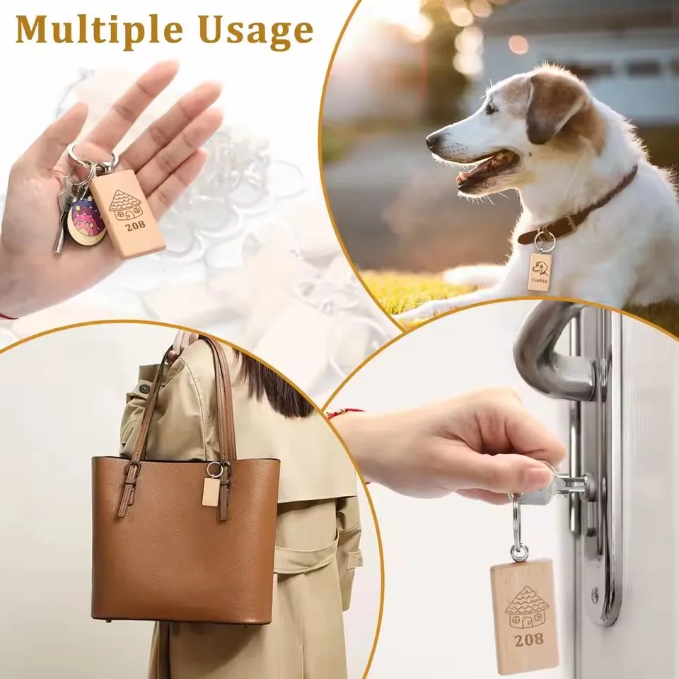 Пустой деревянный брелок прямоугольный