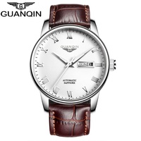 GUANQIN Original Mens Business Automatic Wristwatch Sapphire Crystal Male SS316 Steel Mechanical Skeleton Clock Date Week Hour