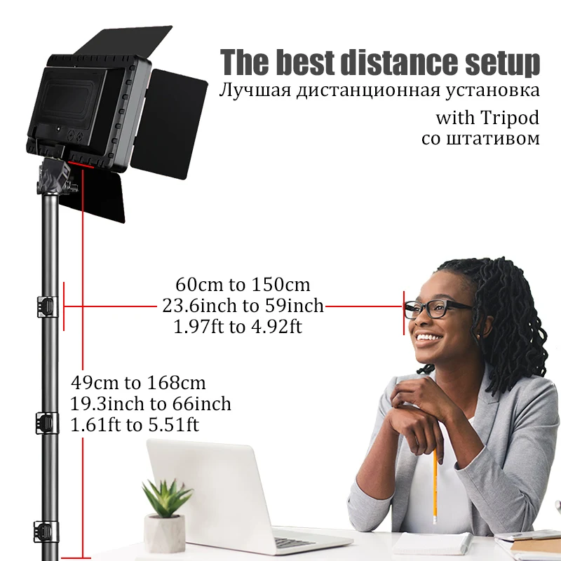 BFOLLOW 50W 10 inch Panel Portrait Lamp Fill Light with Tripod Desk Mount Stand for Videography Record Video Filming Podcast