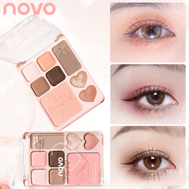 Paleta de sombras de ojos de 8 colores, tonos vibrantes mate y brillantes, resistente a las manchas, resistente al agua, de larga duración, vitamina E