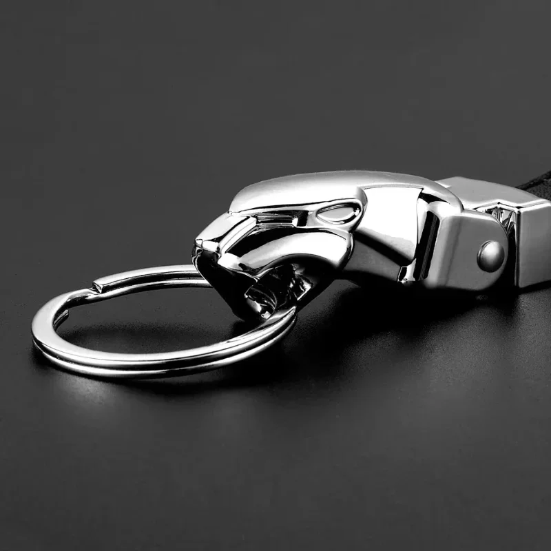 Voiture de luxe tête de léopard en cuir véritable porte-clés porte-clés porte-clés en métal pour Jaguar F-PACE XJ XE XF XJ F-TYPE E-PACE