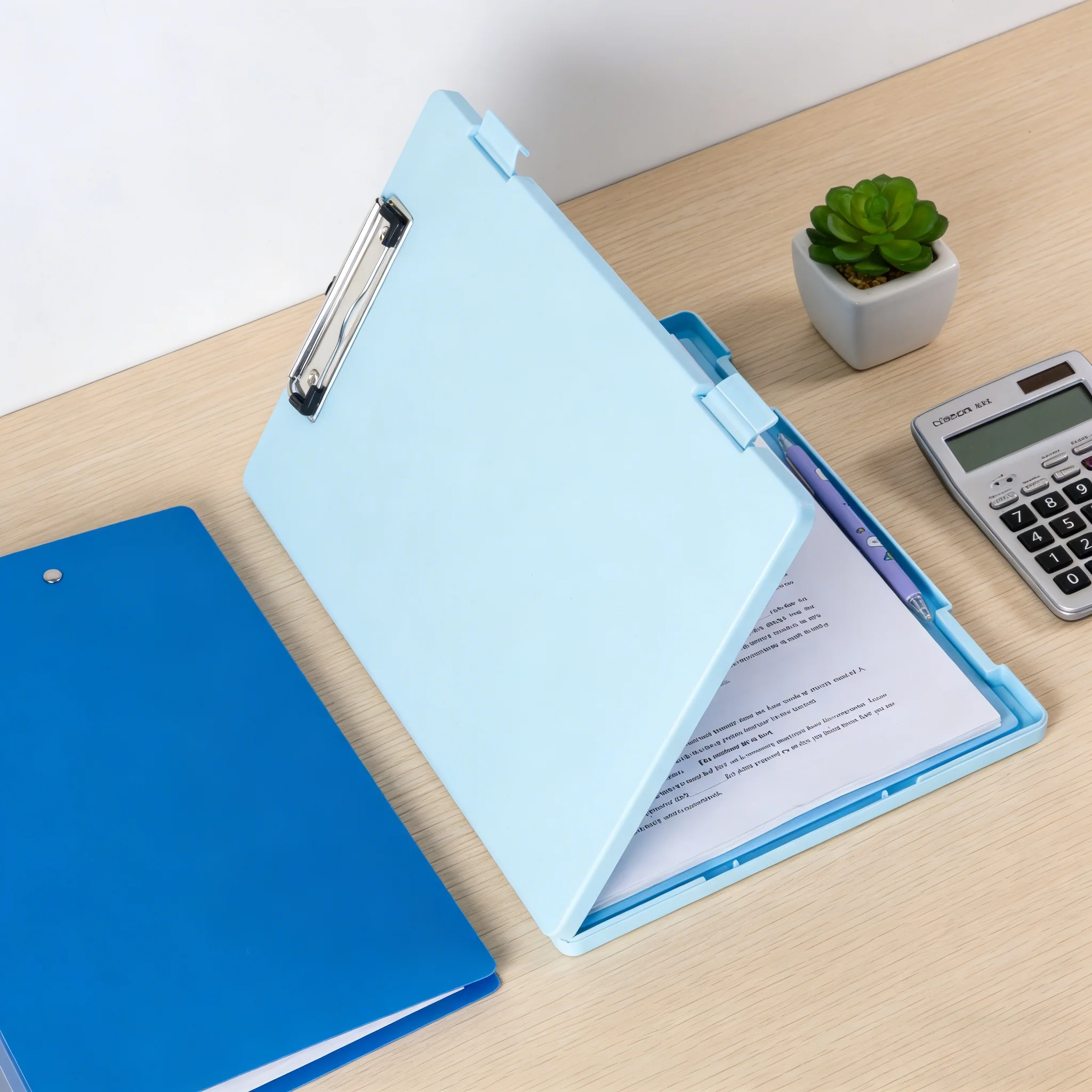 

Blue A4 Document Folder (Large Capacity): Portable Waterproof Organizer for Office, Study and Daily Storage.