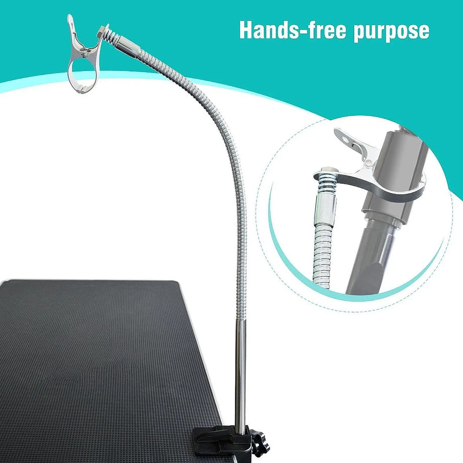 Dog Pet Grooming Table Hair Dryer Stand Dog Hair Dryer Stand Groomers Flexible Adjustable 360° Rotatable Rack Stainless Steel view 3