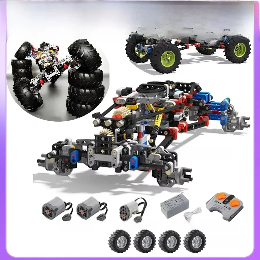 Podwozie samochodu RC 4WD Napęd elektryczny Samochód wspinaczkowy Off-Road Techniczny z amortyzatorami zawieszenia 8-kanałowa aplikacja Zdalne sterowanie MOC PF 8882 8878 — zdjęcie 2