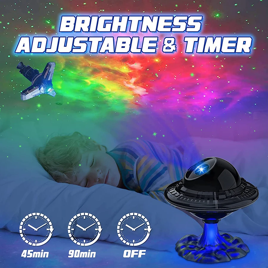 Galaxy Night Light Black Planet Lights UFO Shape Lamp Multicolor Lamps Projector Lighting Room Bedside Table for Children Friend