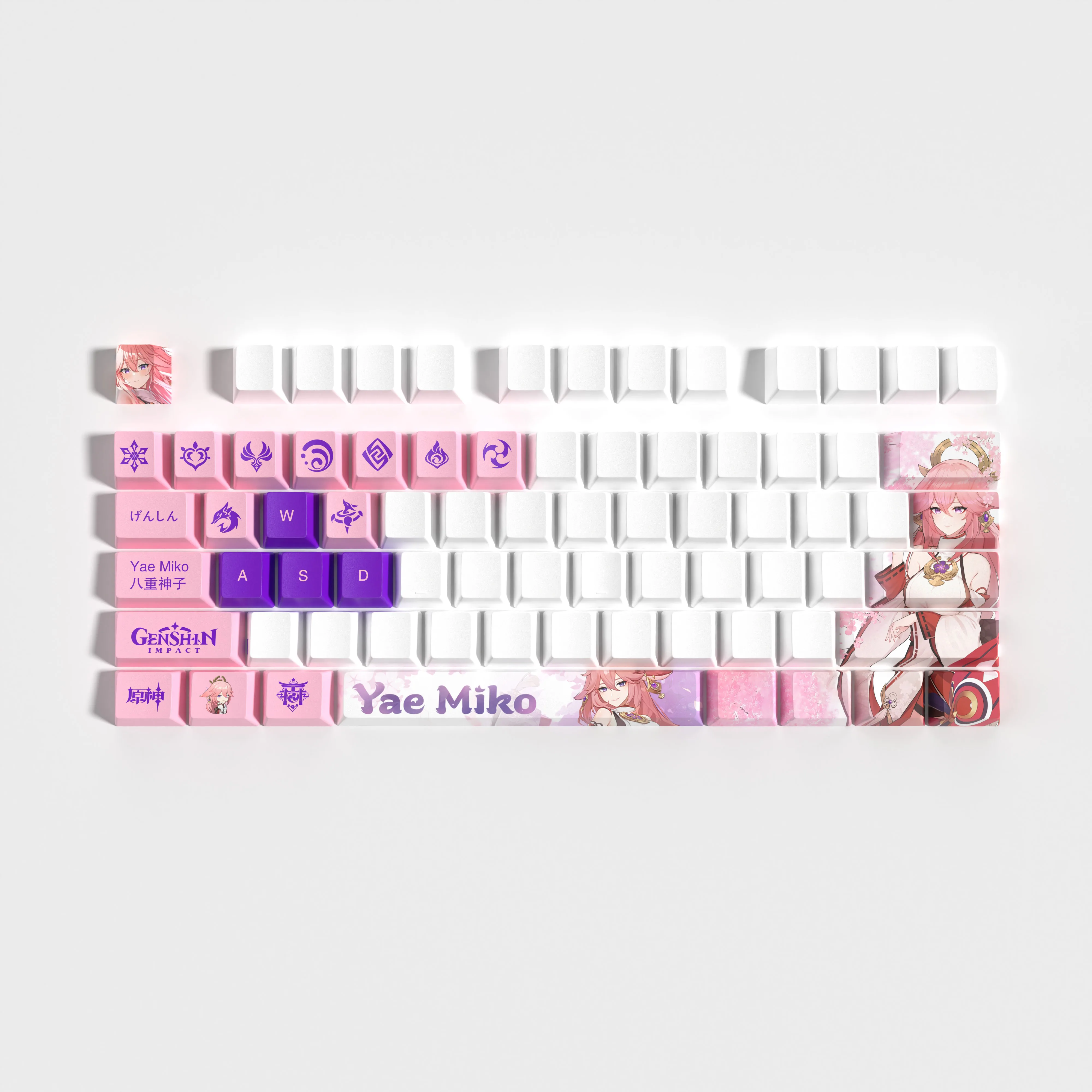 Genshin Impact Keycaps Yae Miko Keycaps Profil OEM 29Keys PBT Dye Sub Keycaps