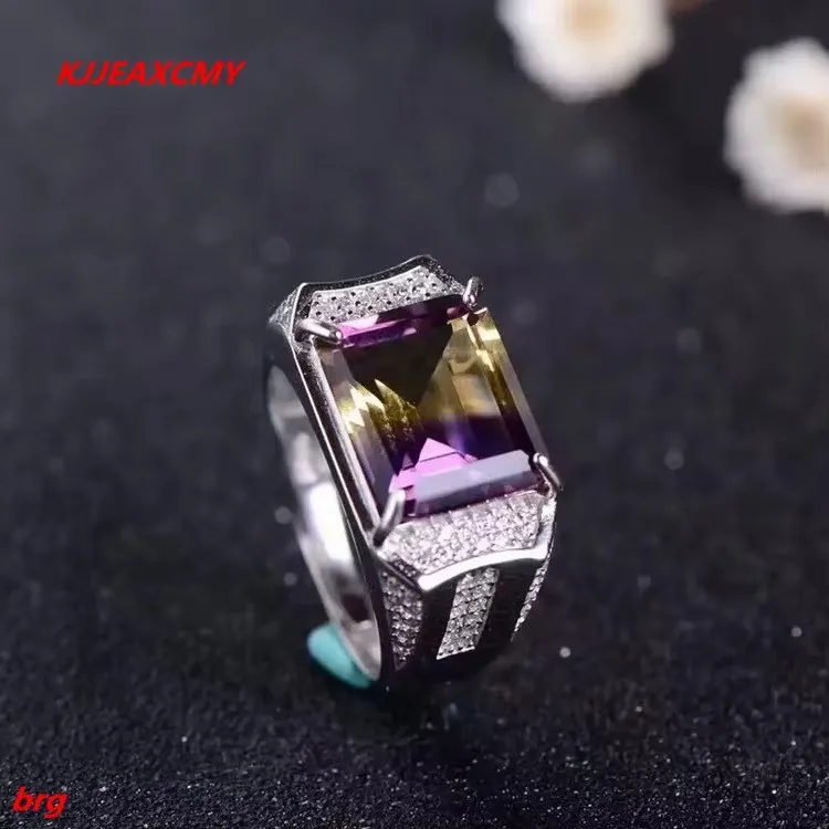 

KJJEAXCMY Fine Jewelry Fine natural Amethyst Crystal Unisex Style men and women Ring 925 Sterling Silver birthday party gift