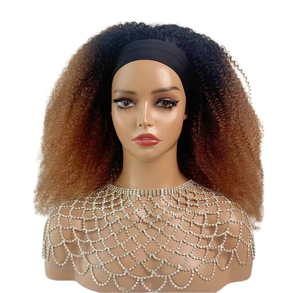 Afro Kinky Curly Headband Human Hair Wigs 1B30 Ombre 4B 4C Fluffy Afro Headband Wigs Natural Brazilian Human Hair Ready To Wear