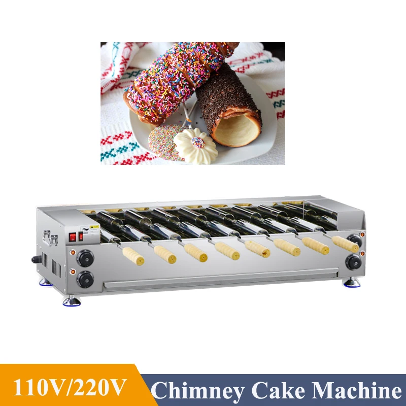 Gas 110V/220V Electric Chimney Cake Machine Donut Doughnut Ice Cream Cone Maker Hungary Trdelnik Chimney Bread Roll Machine