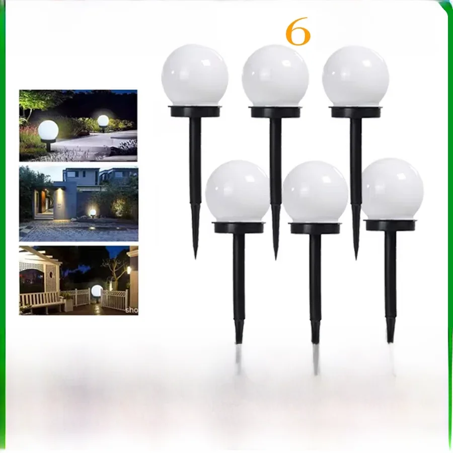 1-6PCS Zasilana energią słoneczną żarówka LED Lampa energetyczna Wodoodporna zewnętrzna lampa ogrodowa Uliczny panel słoneczny Światła kulkowe Lampa trawnikowa — zdjęcie 2