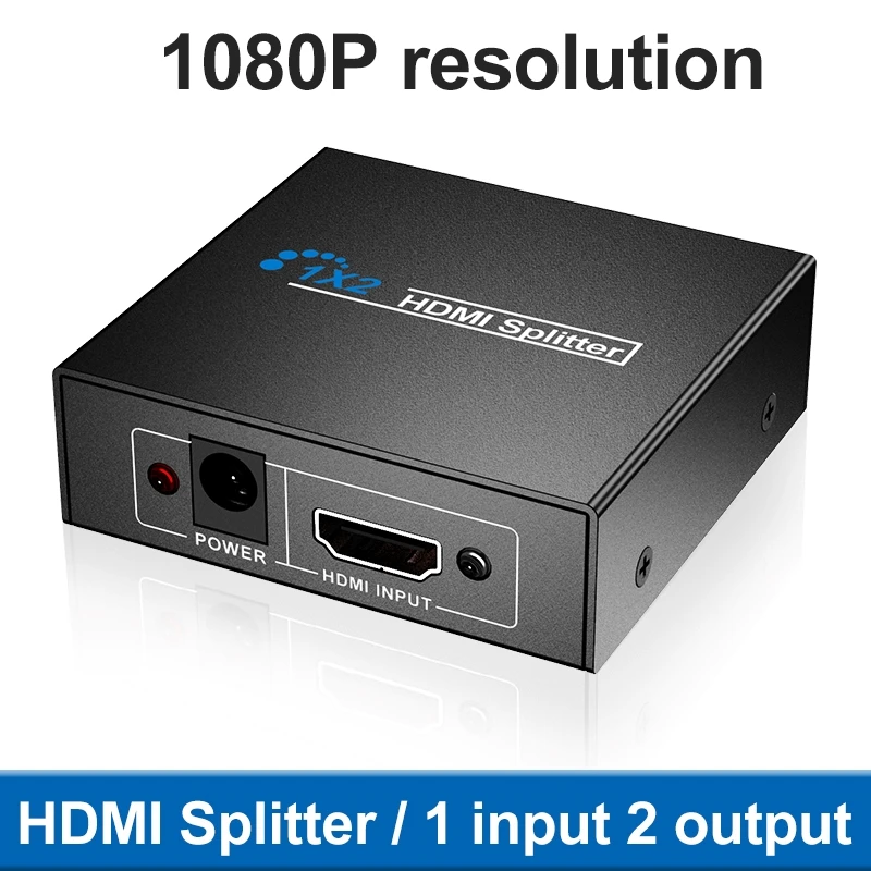 1080P HDMI Splitter 1 Input 2 Output Full HD 1080P Video HDMI Splitter Switcher 1X2 Split 1 In 2 Out For HDTV DVD PS3 Video