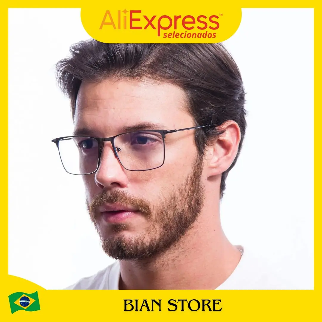 Men's Frame Glasses Black Square Metal Classivo Modern Fashion Trend 2023-Fast Delivery For All Brazil