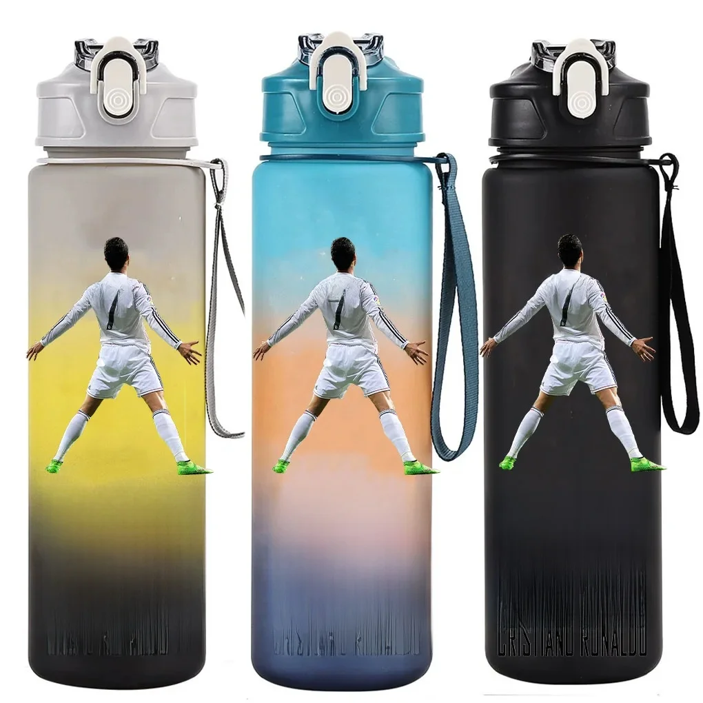 Cristiano Ronaldo Sports Water Bottle Shaker Outdoor Travel Portable Leakproof Drinkware Plastic Drink Bottle BPA Free Gym Gift