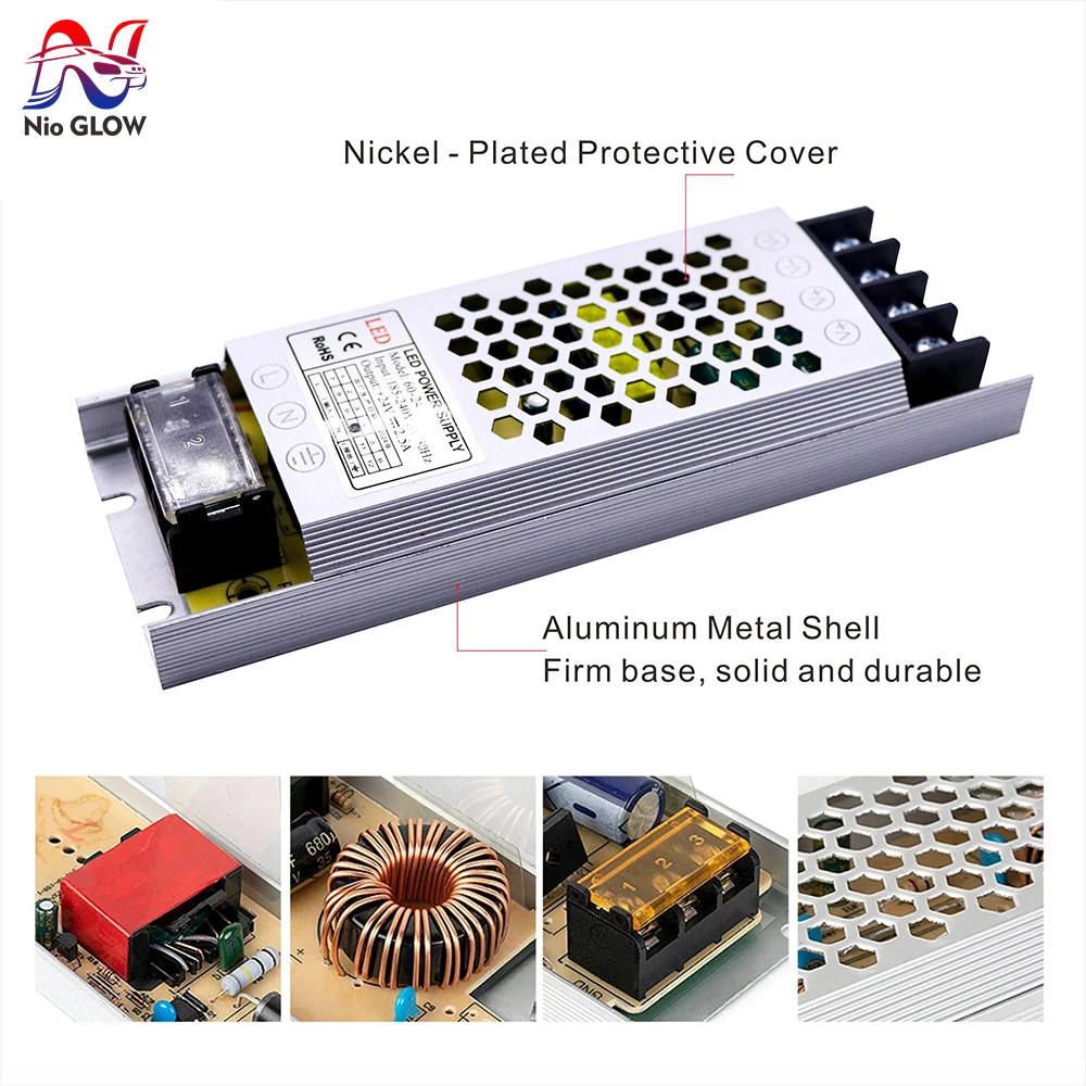 LED Power Supply 12V 5A 60W Transformer AC 100-240V to DC12V Adapter for LED Strip Light Waterproof Compatible WS2811 WS2812 12V