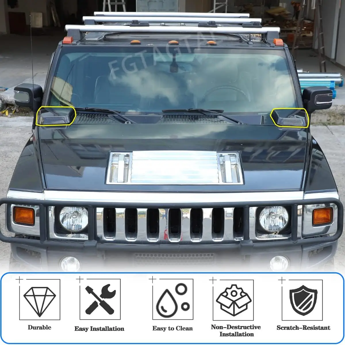 

2Pcs/set ABS Car Side Air Intake Hood Vent Cover Chrome Bezel Trim for Hummer H2 2003-2009 Auto Styling Exterior Accessories