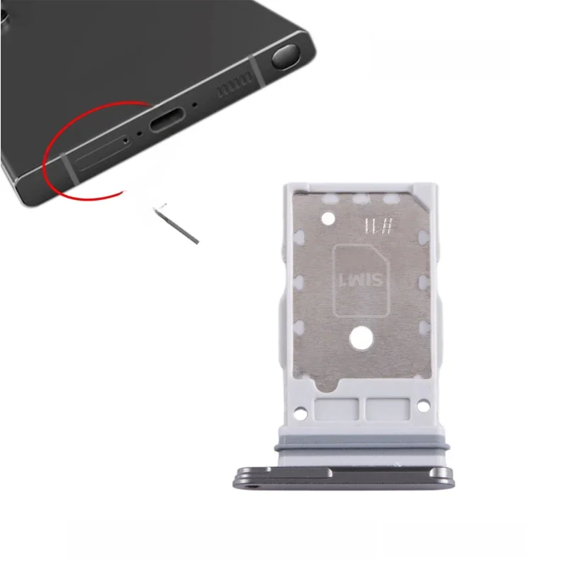 SIM1 + SIM2 Card Tray For Samsung Galaxy S24 Ultra 5G SM-S928B Phone Dual SIM Card Tray Spare Part