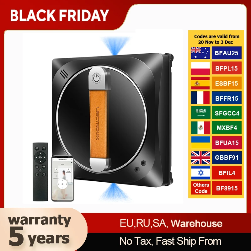 (CodePromo:AEWD55)Fensterreinigungsroboter Liectroux YW910, doppelter Wassersprüher, intelligenter Glas-Nasswischer, Boden-Fenster-Wand-Roboter-Staubsauger, randloses Arbeiten, AI-Karten-Route, App&Fernsteuerung