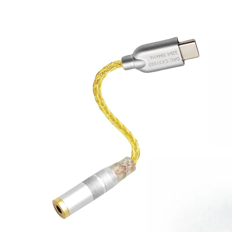 Ly Technology CX31993 Type-C to 3.5mm Audio DAC Decoder Headphone Amplifier HiFi Silver-Plated Adapter Cable