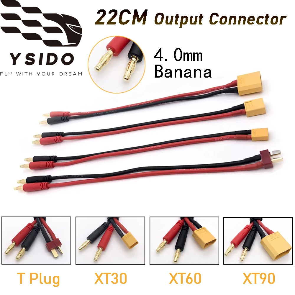 

Выходной разъем 22 см XT30 XT60 XT90 T Plug Зарядный кабель Силиконовый провод 14AWG 4,0 мм штекер типа «банан» для разъема батареи RC Lipo