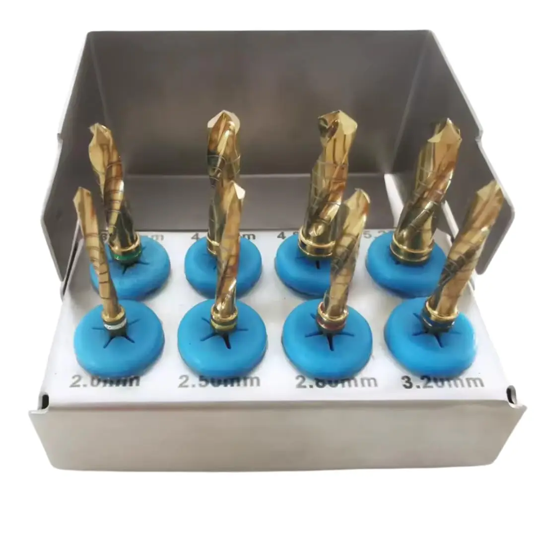 

8 Pcs Dental Implant Drill Bits Kit – Gold Bone Expander Tool Set for Tooth Implant Surgery & Dental Lab Use