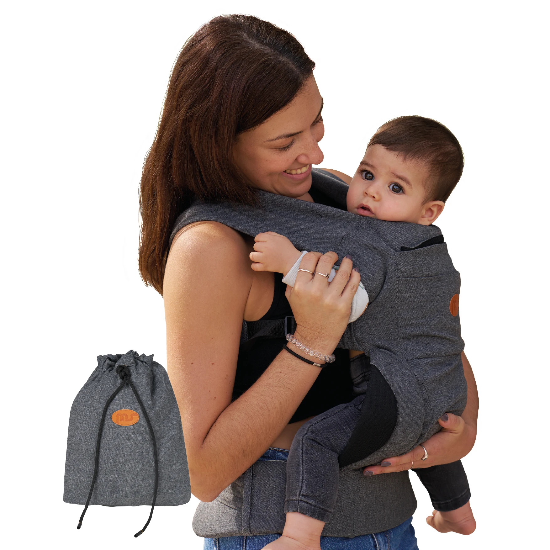 Kowari MS-Elastic baby carrier, easy to use and fit. Adjustable ergonomic baby carrier, multi-purpose backpack up to 15 kg. Force distributed between shoulders and back