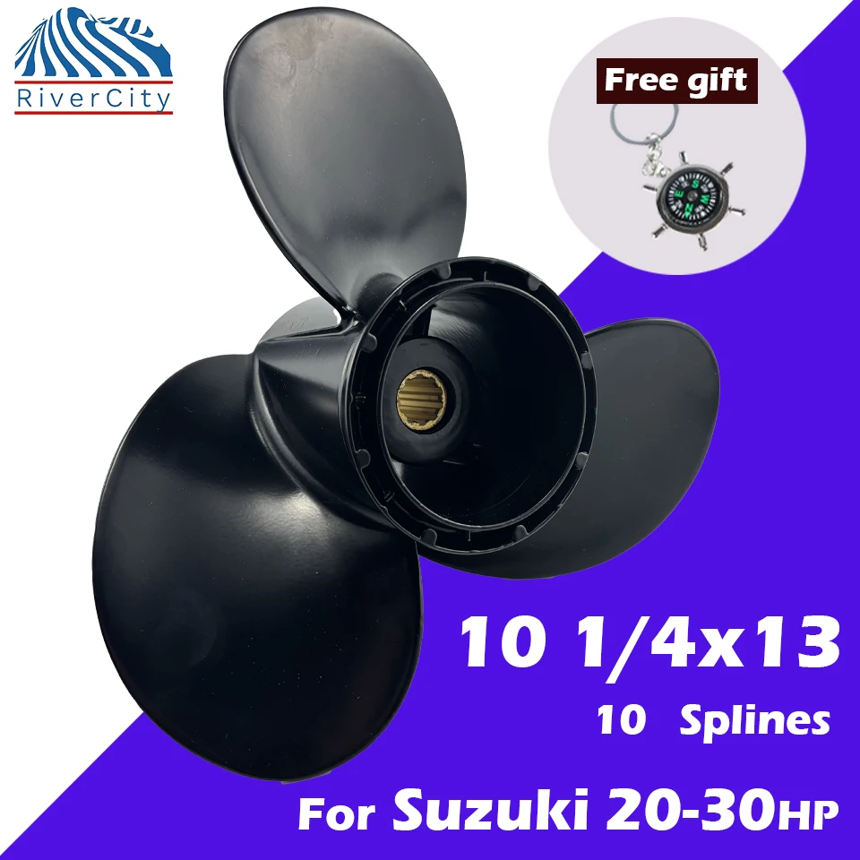 

Outboard Propeller For SUZUKI 20hp 25hp 30hp 10 1/4*13 Boat Aluminum Alloy Screw 3 Blade 10 Spline Marine Engine Part