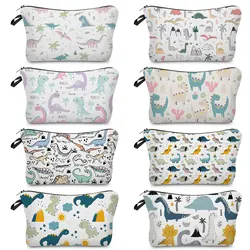 Cartoon Animal Dinosaur Fashion Cosmetic Bags Heat Transfer Cute Kid Gift Candy Bag Travel Portable Organizer Makeup Bag Female