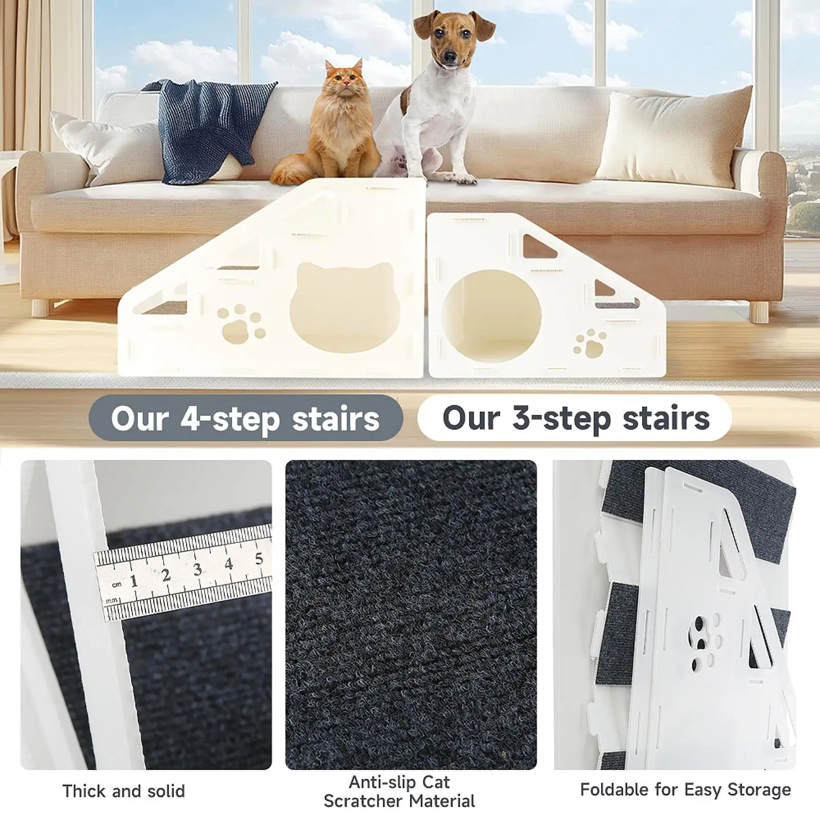 Dog Stair Ladder Pet Supplies Anti Slip Dog Step Dog Climbing Ladder Dog Ramp Ladder for Cars Bed Older Cats Small Dogs Kitten