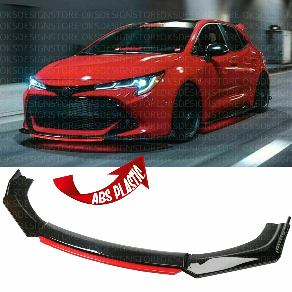 For Toyota Corolla Hatchback Front Bumper Lip Splitter Spoiler Gloss Black+ Red