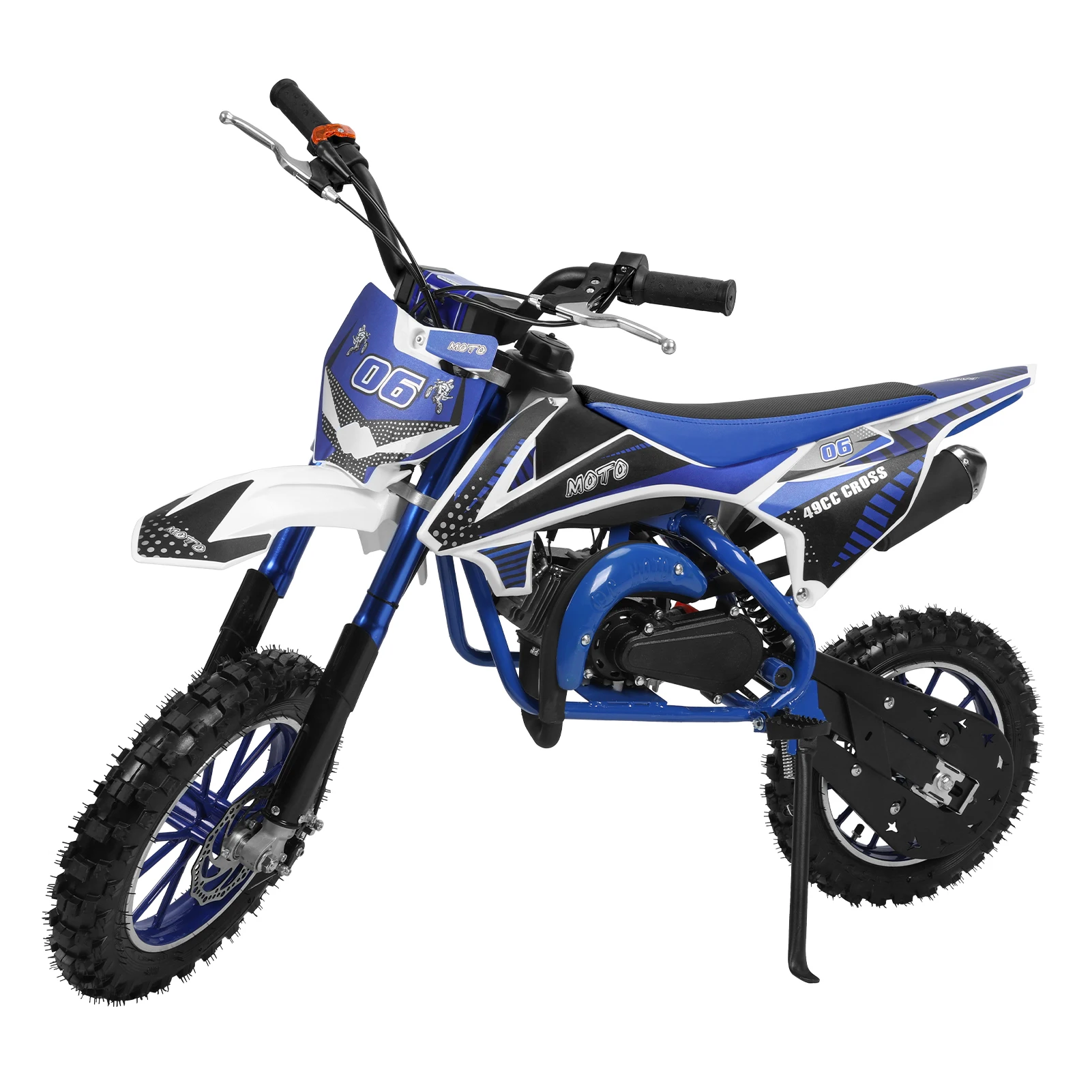 Mini moto tout-terrain pour enfants, vélo de poche, motocross à essence 2 temps, bleu et blanc, 49cc, D343