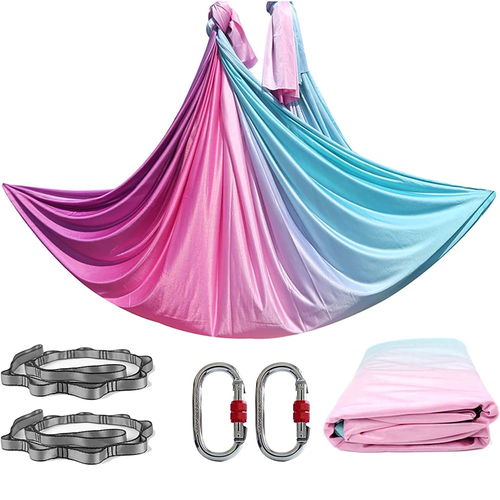 Aerial Yoga Hammock Set with Daisy Chains and Carabiners Gradient Anti-Gravity Yoga Swing Kit for Antigravity Yoga Inversion