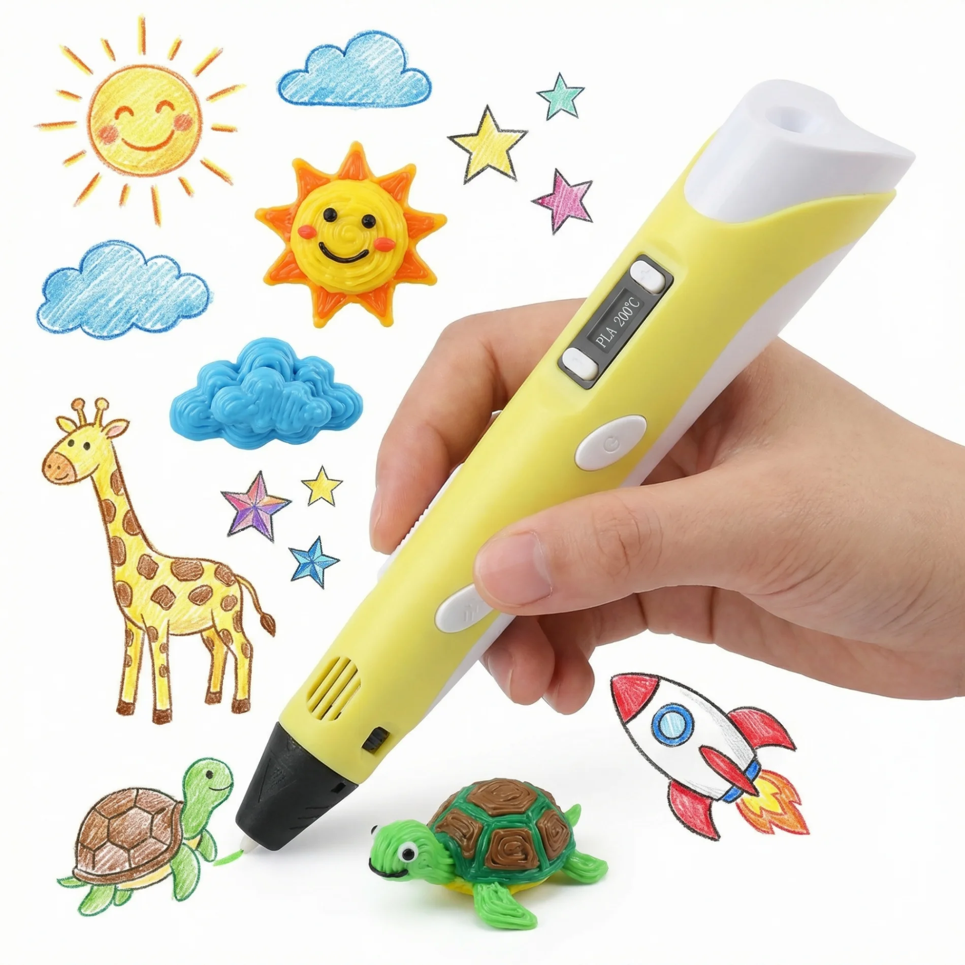 

Electronic 3D Printing Pen with 9M PLA Consumables High-Temperature 3D Graffiti Tool Intelligent Toy Christmas Birthday Gift