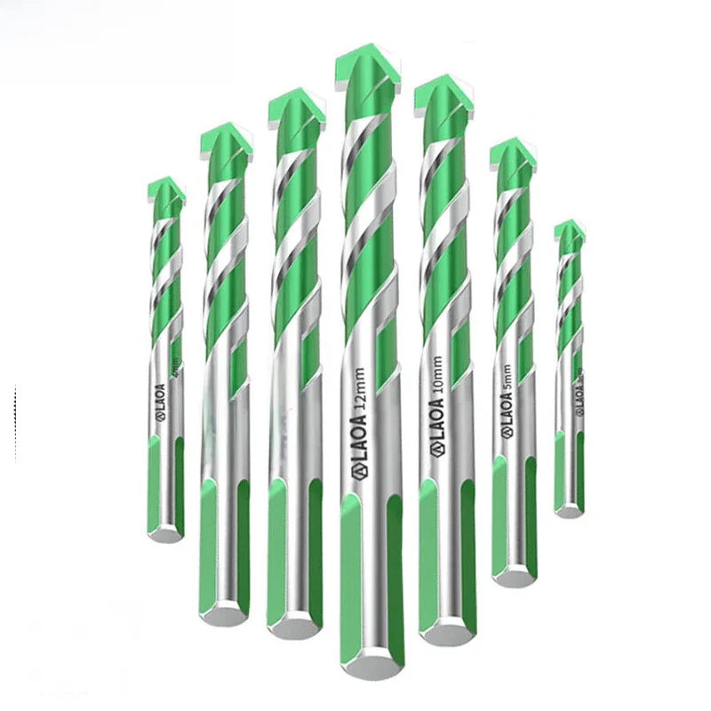 LAOA Drill Bit Multifunctional Drill Bits 3-12MM Super Hard Alloy Twist Overlord Drill Through Hole Glass Drill
