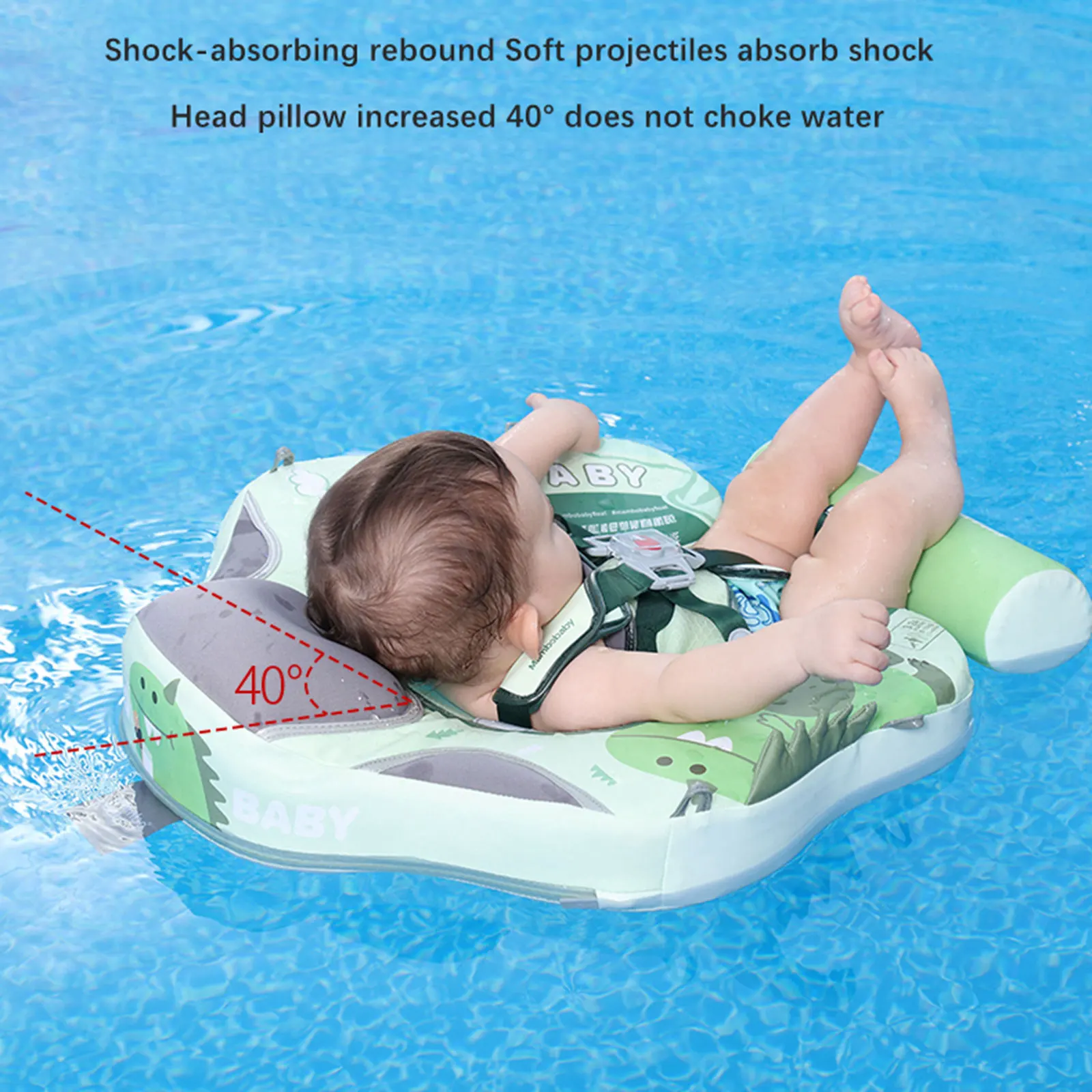 Baby Swim Float with Canopy Non Inflatable Soft Stable Infant Float for Pool Indoor Outdoor Summer Baby Waist Safe Float