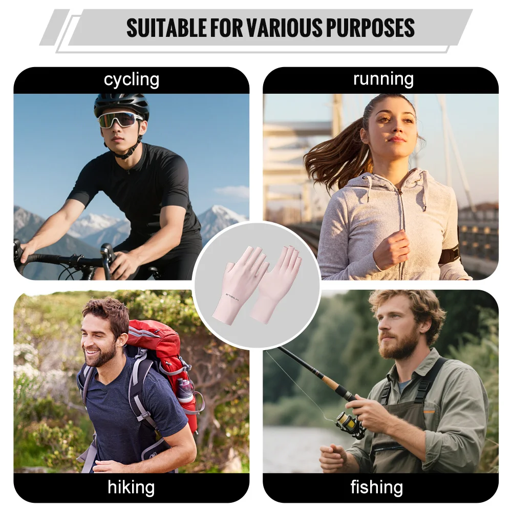 WRELS أصابع الأشعة فوق البنفسجية حماية Sunblock قفازات عدم الانزلاق ركوب الصيف في الهواء الطلق قفازات الفتيات قفازات حماية من الأشعة فوق البنفسجية لتقليم الجل #6